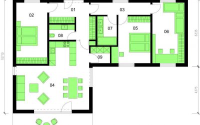 Bungalov B114-V2 schéma dřevostavby půdorys