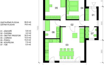 Bungalov B79 schéma dřevostavby půdorys