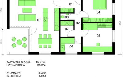 Bungalov B90 schéma dřevostavby půdorys