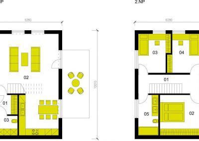 Moderní dům M102 schéma dřevostavby půdorys