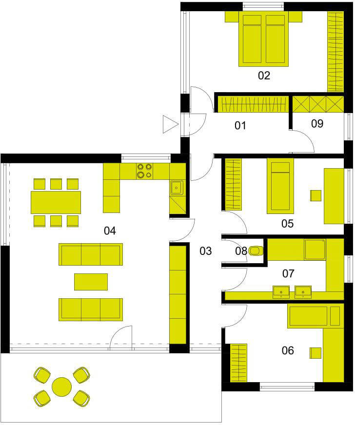 Schéma dřevostavby Moderní dům M111-V2