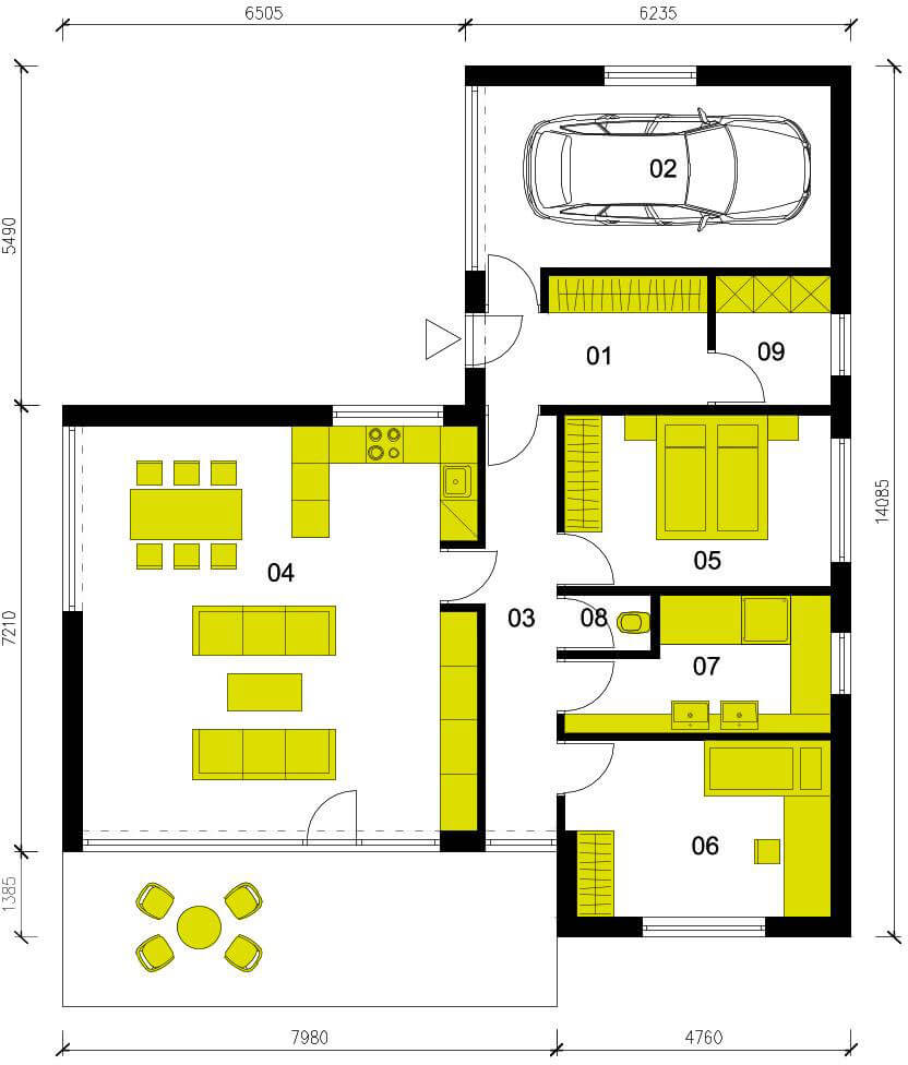 Schéma dřevostavby Moderní dům M111-V1
