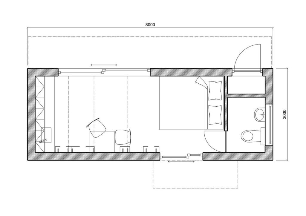 Modulový dům typ 1 - schéma - tiny house Prefast