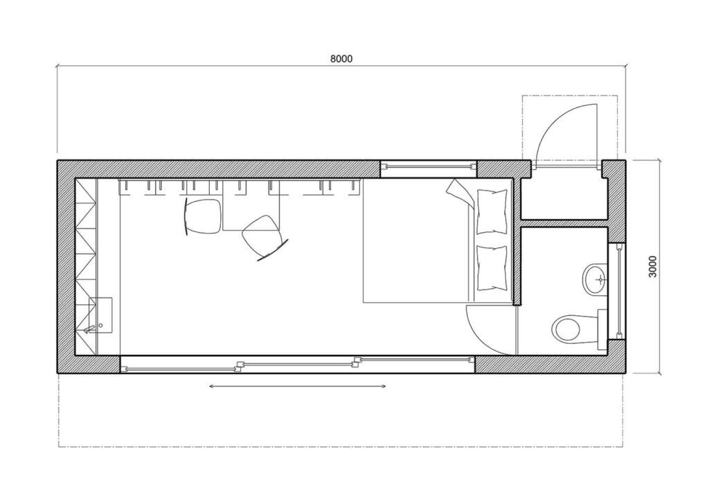 Modulový dům typ 2 - schéma - tiny house Prefast