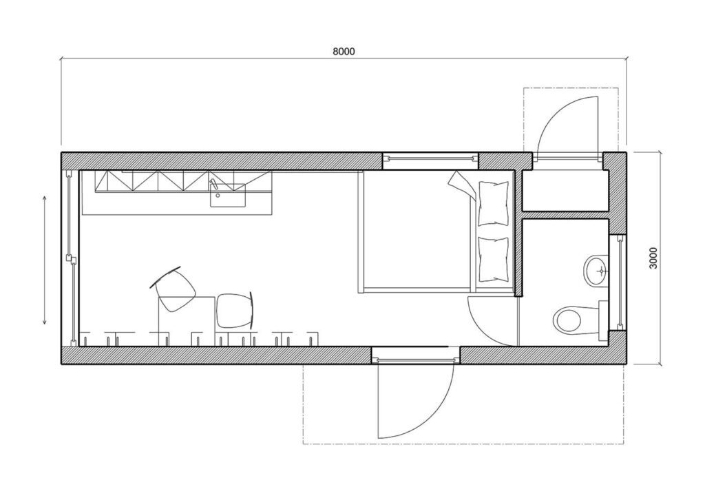 Modulový dům typ 3 - schéma - tiny house Prefast