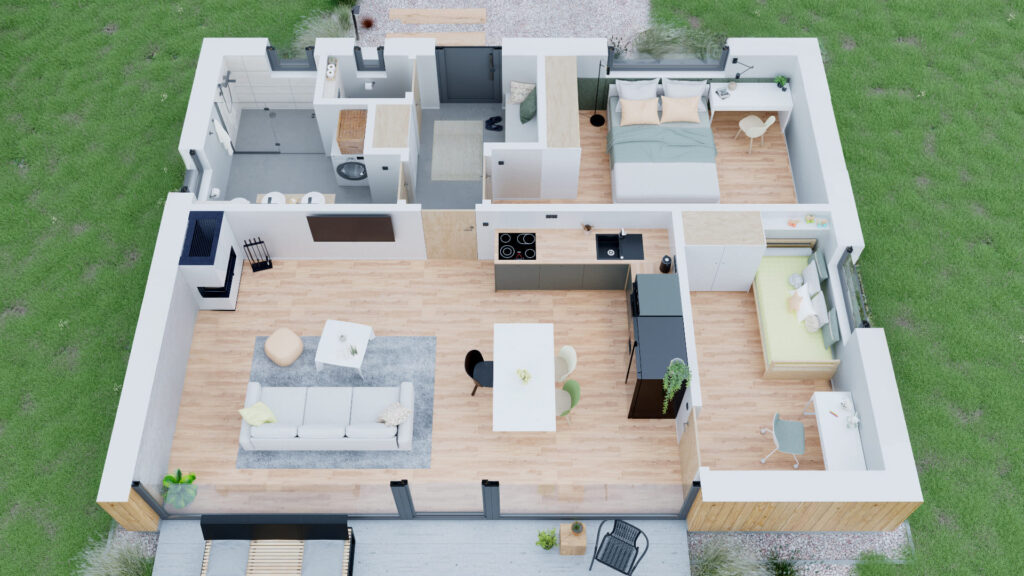 Bungalov B65 - Přízemní varianta domu bez loftu